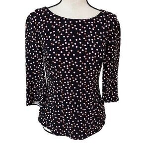 Boden Delia Black Pink Polka Dot Top size 2.